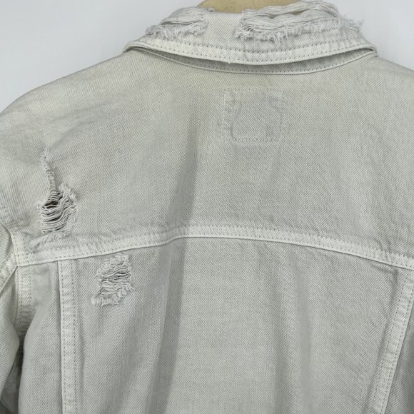 American Eagle Womens Size Small Light Wash Denim Jacket Distressed Cotton Jean - Picture 7 of 10